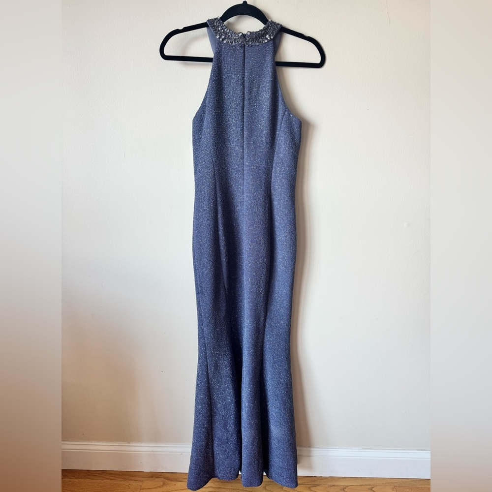 Sparkling Navy Halter Gown - Picture 5 of 6